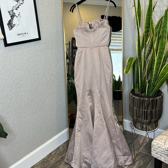 HOUSE OF CB 'Violette' Mushroom Satin Fishtail Maxi Gown NWOT - Picture 9 of 10